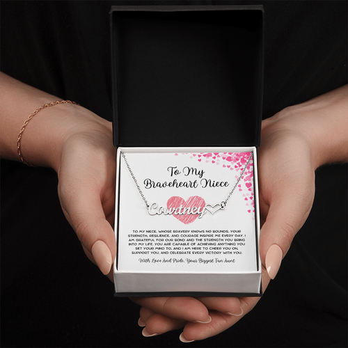To My Braveheart Niece - From Aunt to Niece Heart Name Necklace