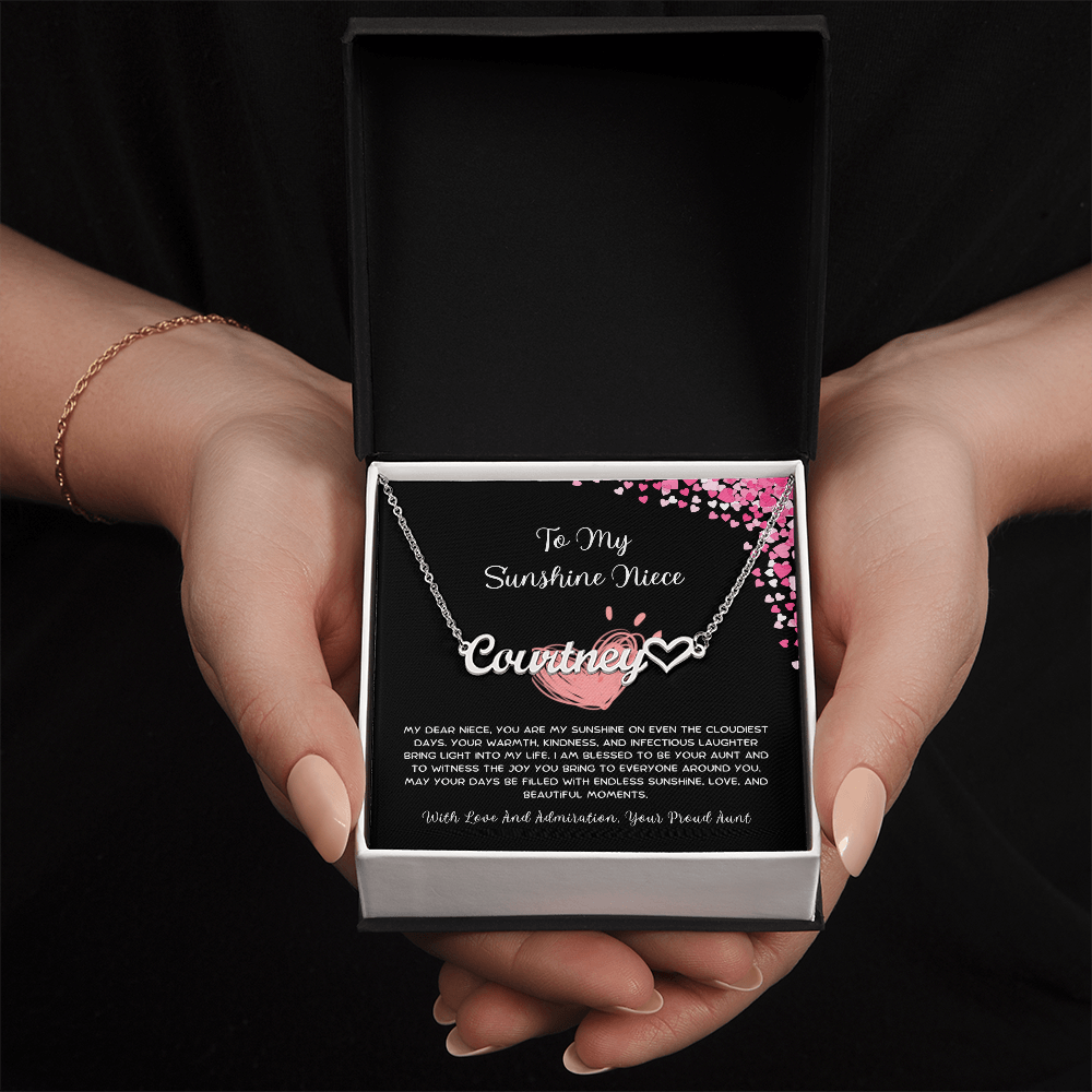 To My Sunshine Niece - From Aunt to Niece Heart Name Necklace
