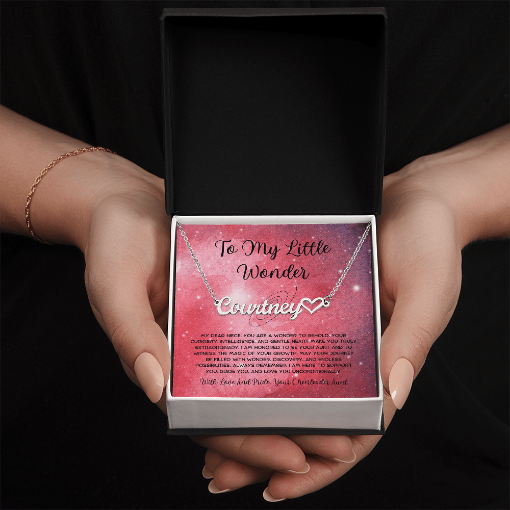 To My Little Wonder - From Aunt to Niece Heart Name Necklace