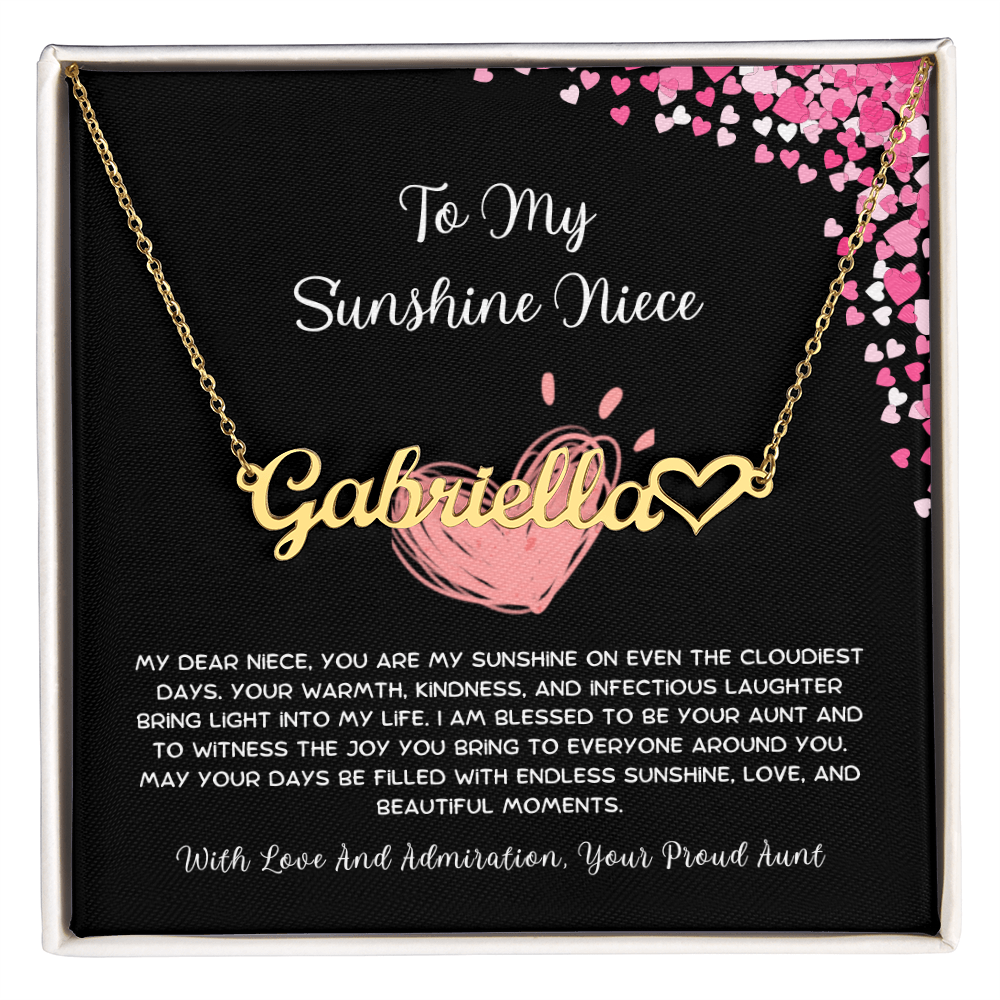 To My Sunshine Niece - From Aunt to Niece Heart Name Necklace