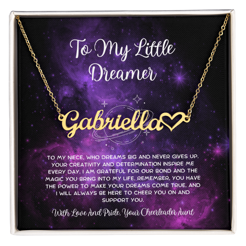 To My Little Dreamer - From Aunt to Niece Heart Name Necklace
