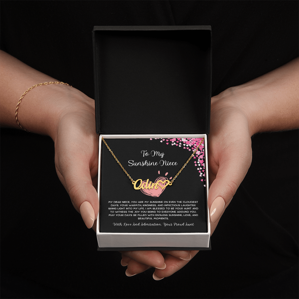 To My Sunshine Niece - From Aunt to Niece Heart Name Necklace