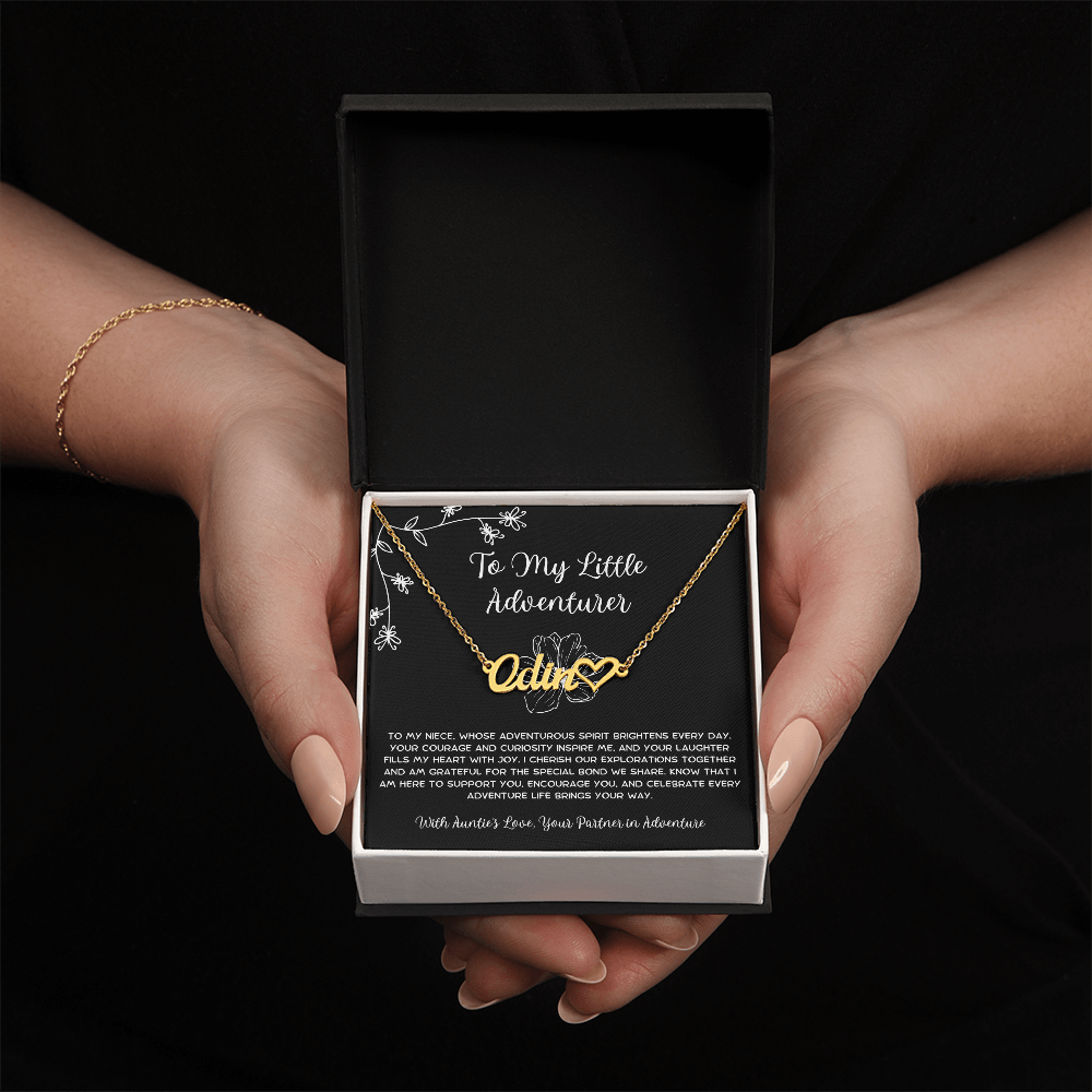 To My Little Adventurer - From Aunt to Niece Heart Name Necklace