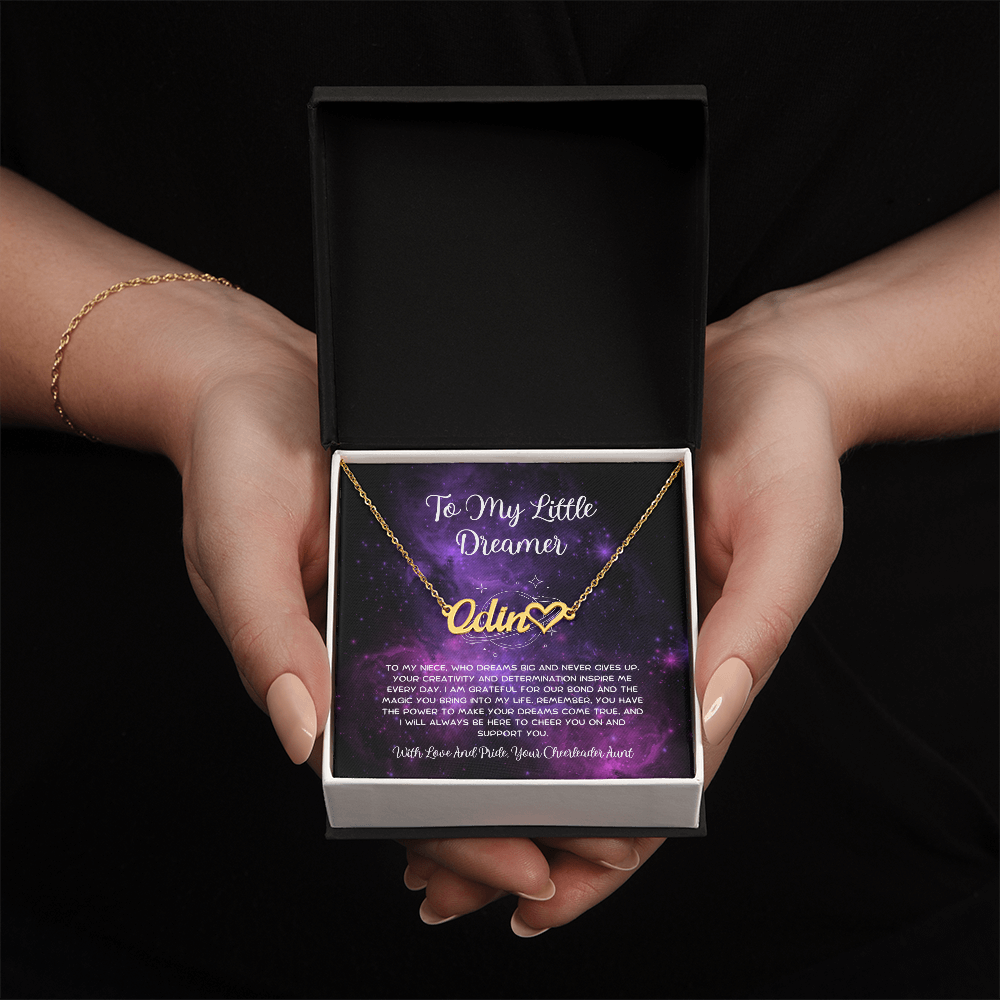 To My Little Dreamer - From Aunt to Niece Heart Name Necklace