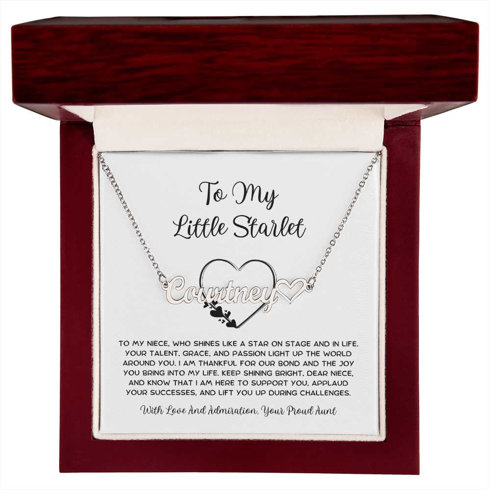 To My Little Starlet - From Aunt to Niece Heart Name Necklace