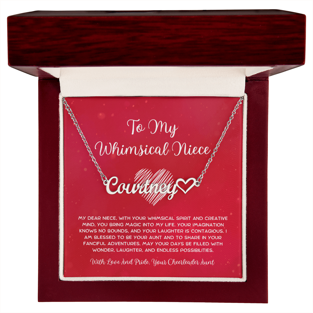 To My Whimsical Niece - From Aunt to Niece Heart Name Necklace
