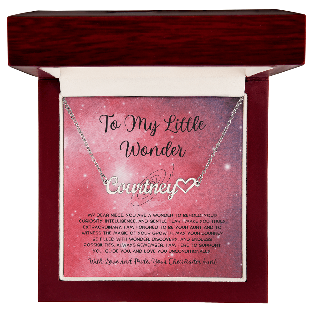 To My Little Wonder - From Aunt to Niece Heart Name Necklace
