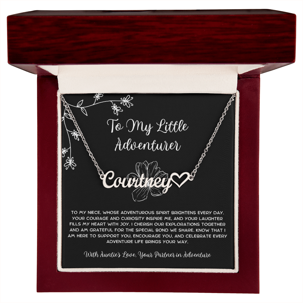 To My Little Adventurer - From Aunt to Niece Heart Name Necklace