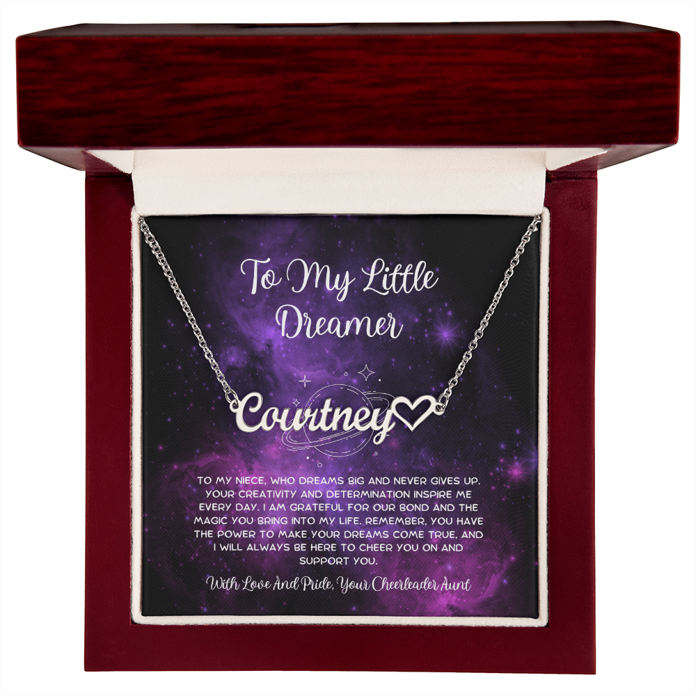 To My Little Dreamer - From Aunt to Niece Heart Name Necklace