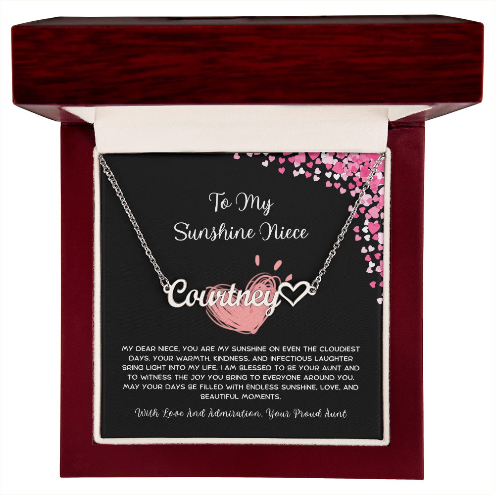 To My Sunshine Niece - From Aunt to Niece Heart Name Necklace