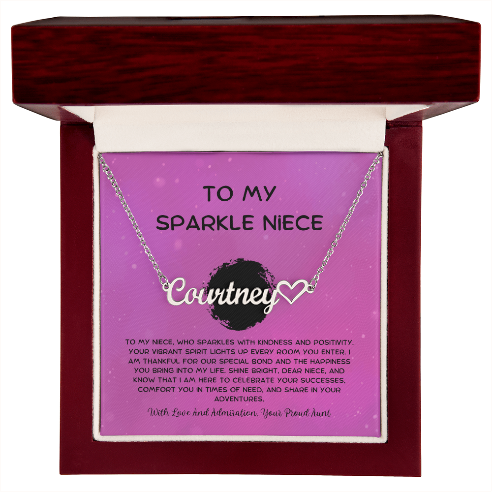 To My Sparkle Niece - From Aunt to Niece Heart Name Necklace