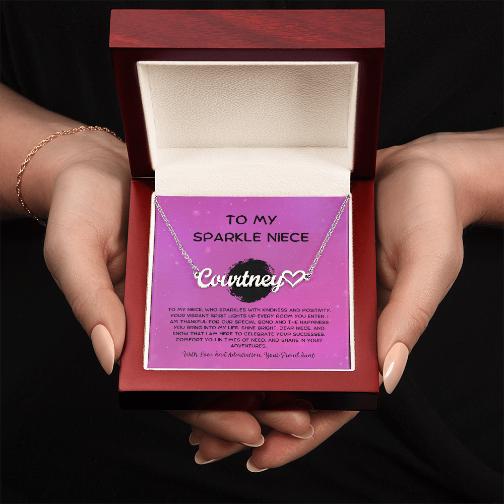 To My Sparkle Niece - From Aunt to Niece Heart Name Necklace