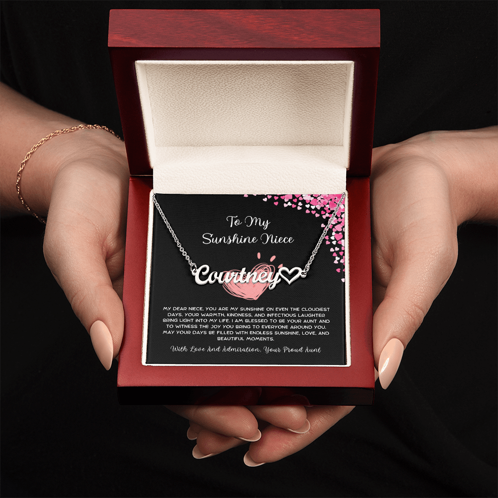 To My Sunshine Niece - From Aunt to Niece Heart Name Necklace