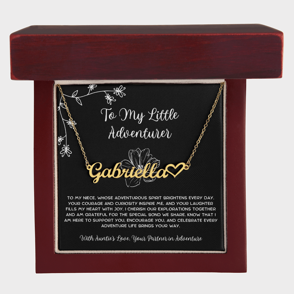 To My Little Adventurer - From Aunt to Niece Heart Name Necklace