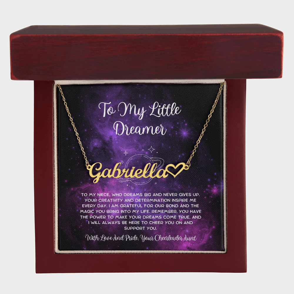 To My Little Dreamer - From Aunt to Niece Heart Name Necklace