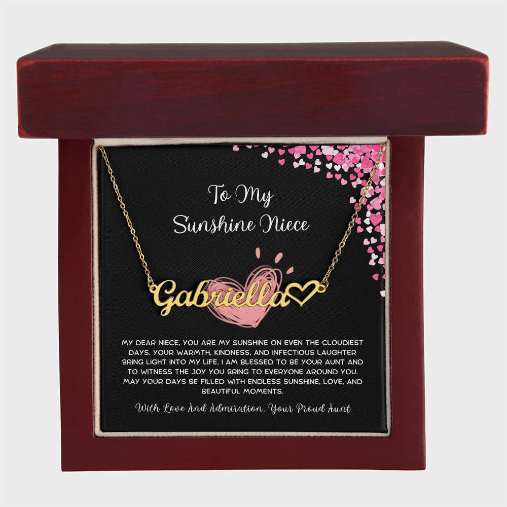 To My Sunshine Niece - From Aunt to Niece Heart Name Necklace