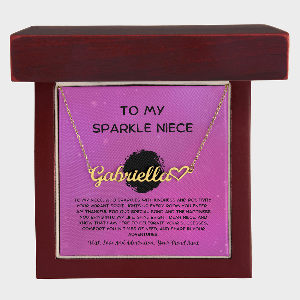 To My Sparkle Niece - From Aunt to Niece Heart Name Necklace