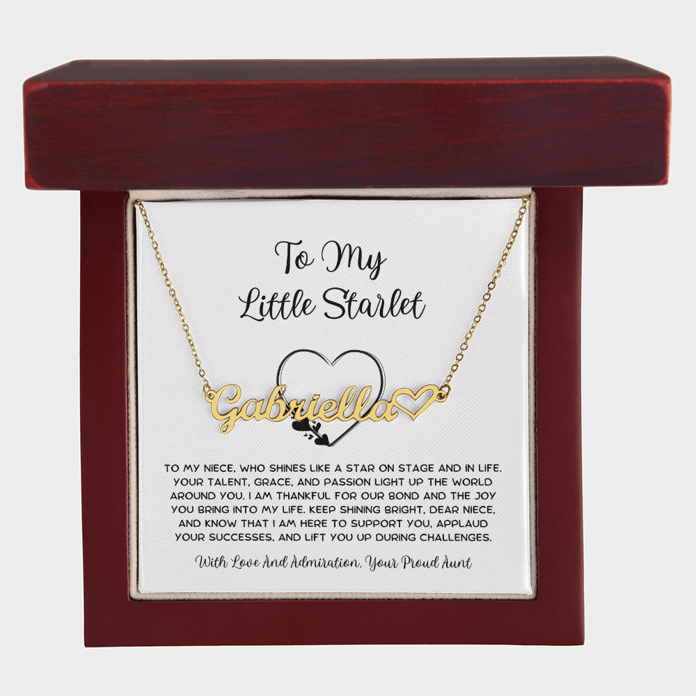To My Little Starlet - From Aunt to Niece Heart Name Necklace