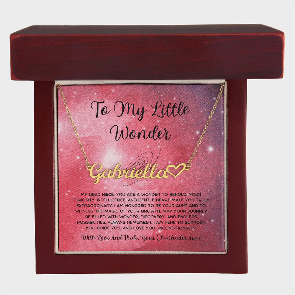 To My Little Wonder - From Aunt to Niece Heart Name Necklace