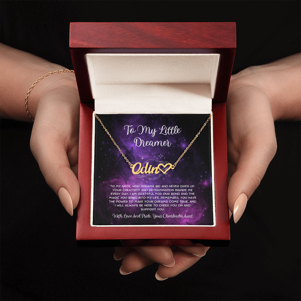 To My Little Dreamer - From Aunt to Niece Heart Name Necklace