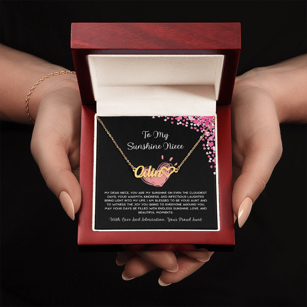 To My Sunshine Niece - From Aunt to Niece Heart Name Necklace