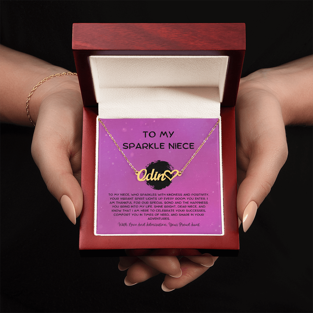 To My Sparkle Niece - From Aunt to Niece Heart Name Necklace