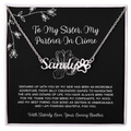 To My Sister, My Partner In Crime - From Brother To Sister Paw Print Name Necklace