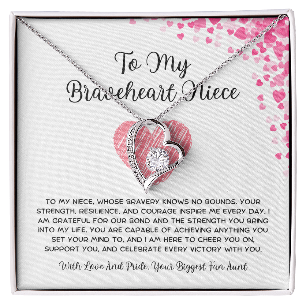 To My Braveheart Niece - From Aunt to Niece Forever Love Necklace