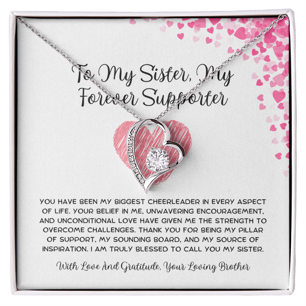 To My Sister, My Forever Supporter - From Brother To Sister Forever Love Necklace