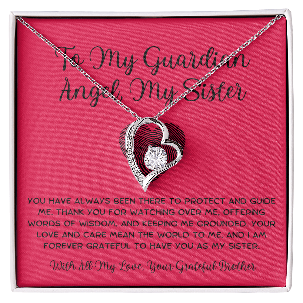 To My Guardian Angel, My Sister - From Brother To Sister Forever Love Necklace