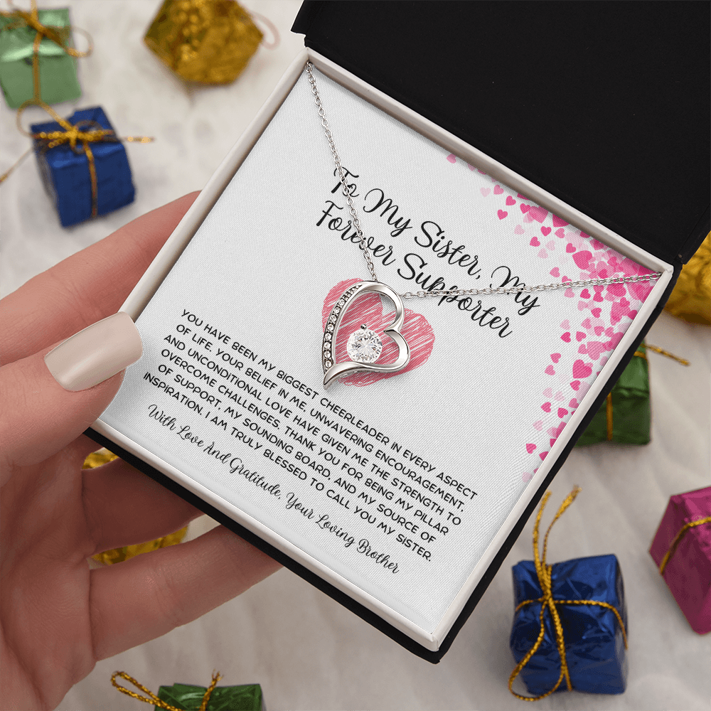 To My Sister, My Forever Supporter - From Brother To Sister Forever Love Necklace