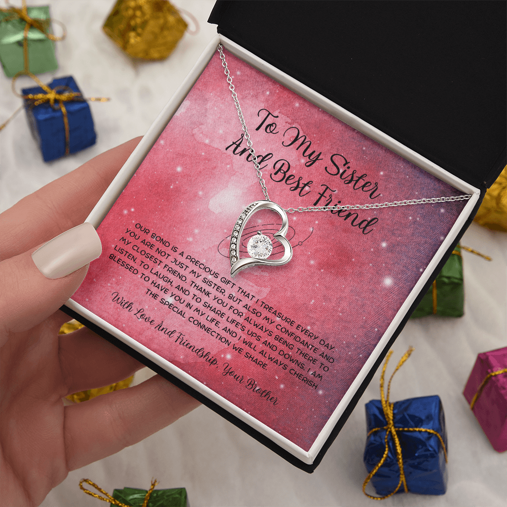 To My Sister And Best Friend - From Brother To Sister Forever Love Necklace