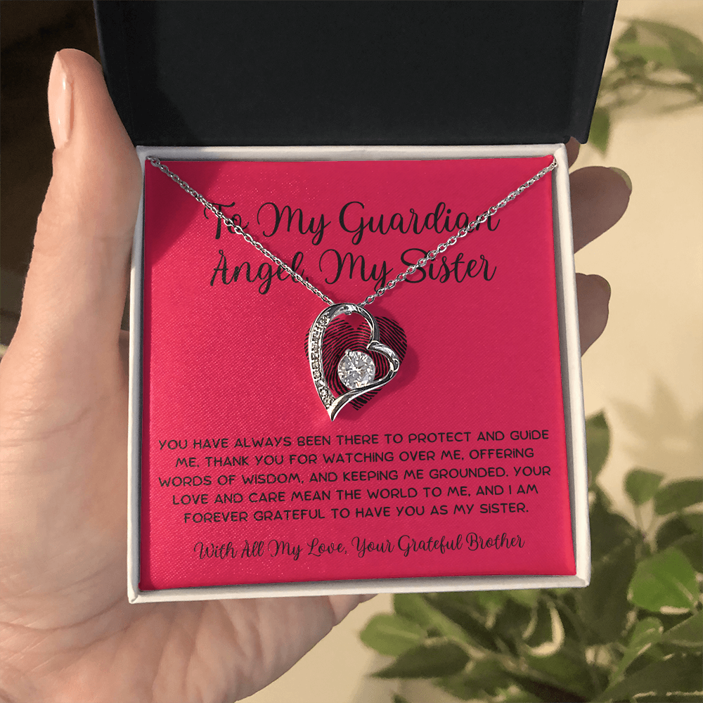 To My Guardian Angel, My Sister - From Brother To Sister Forever Love Necklace