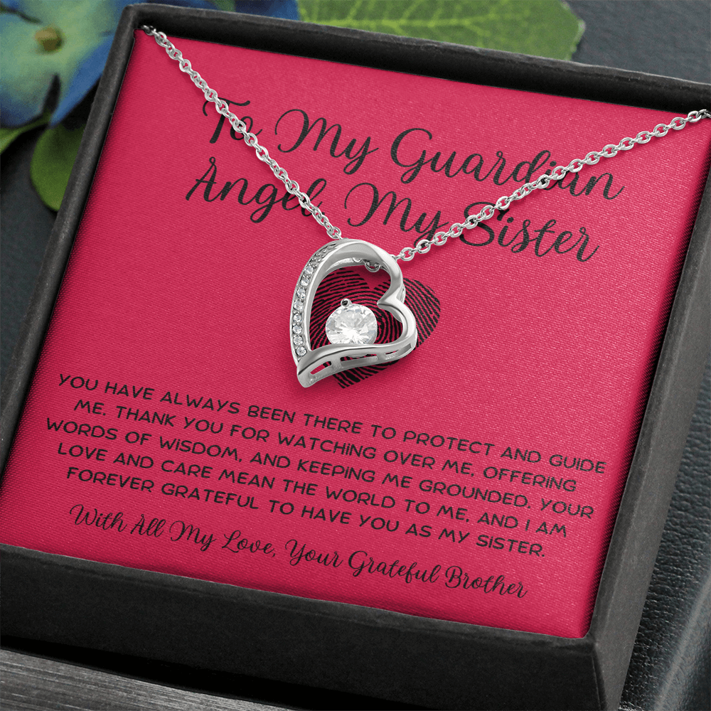 To My Guardian Angel, My Sister - From Brother To Sister Forever Love Necklace