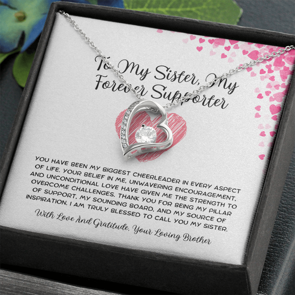 To My Sister, My Forever Supporter - From Brother To Sister Forever Love Necklace