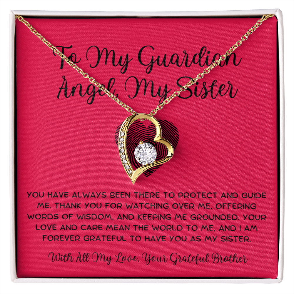 To My Guardian Angel, My Sister - From Brother To Sister Forever Love Necklace