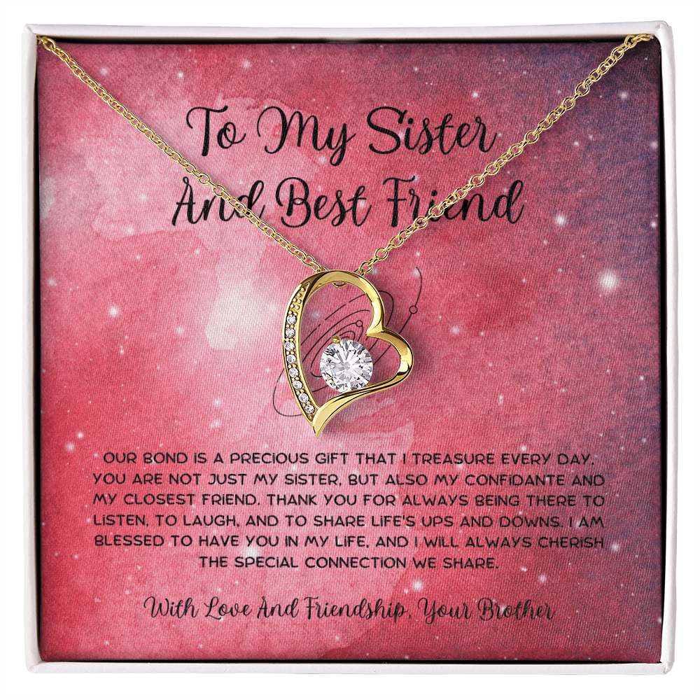 To My Sister And Best Friend - From Brother To Sister Forever Love Necklace