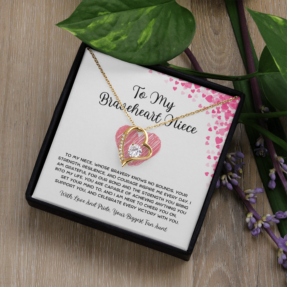 To My Braveheart Niece - From Aunt to Niece Forever Love Necklace