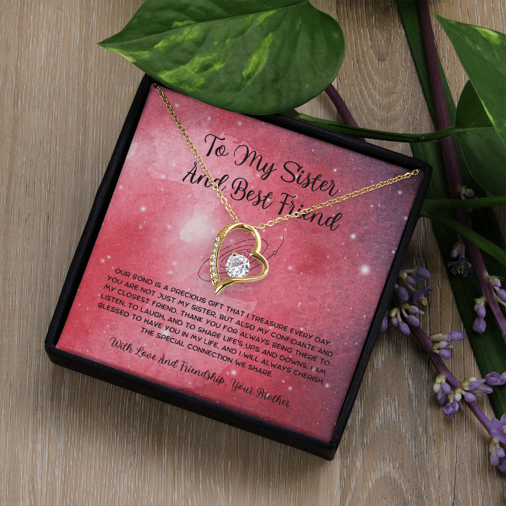 To My Sister And Best Friend - From Brother To Sister Forever Love Necklace