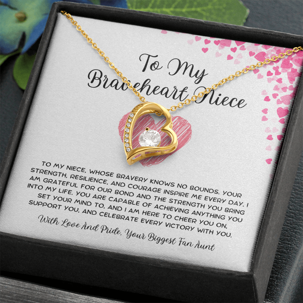 To My Braveheart Niece - From Aunt to Niece Forever Love Necklace