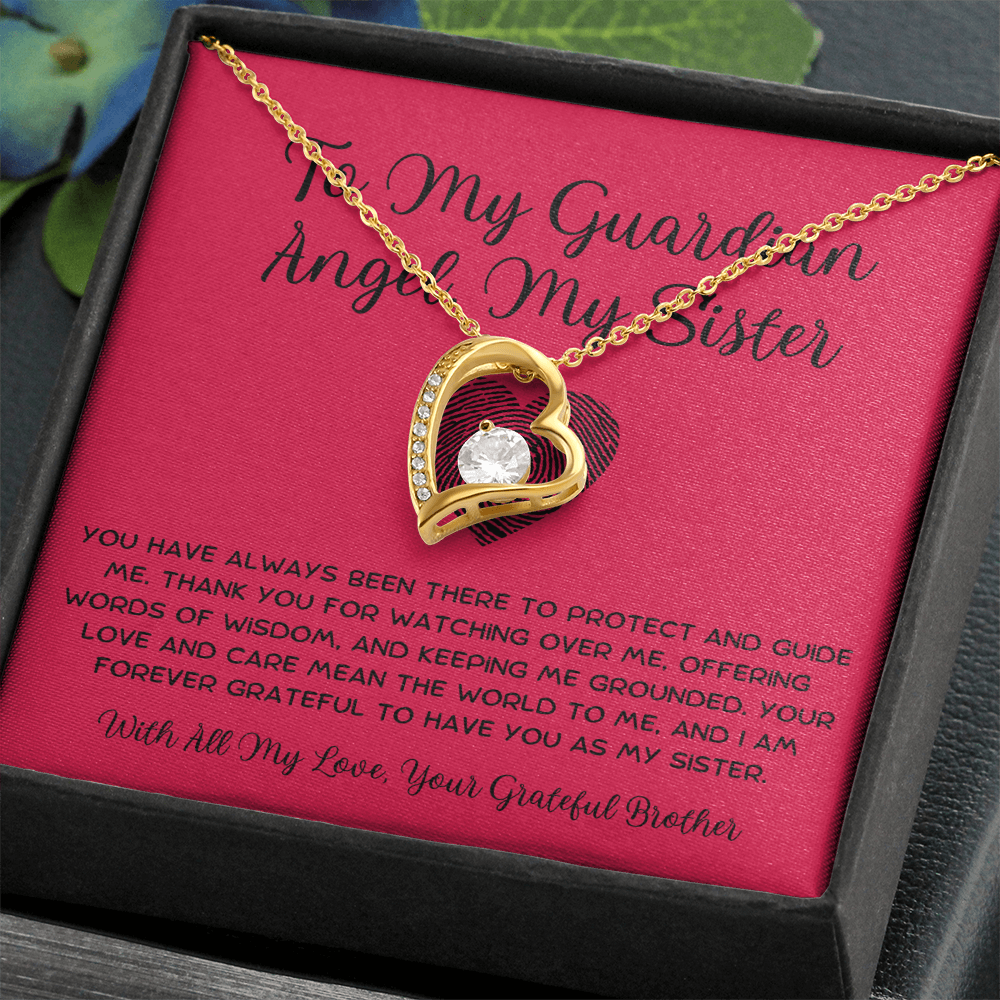 To My Guardian Angel, My Sister - From Brother To Sister Forever Love Necklace